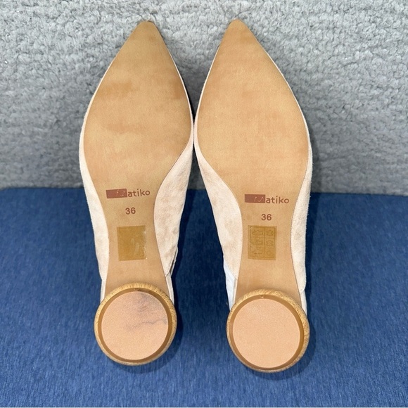 Matiko Shoes Circa Womens EUR 36 US 6 Peach Pointed Toe Slingback Sphere Heel - Picture 6 of 7